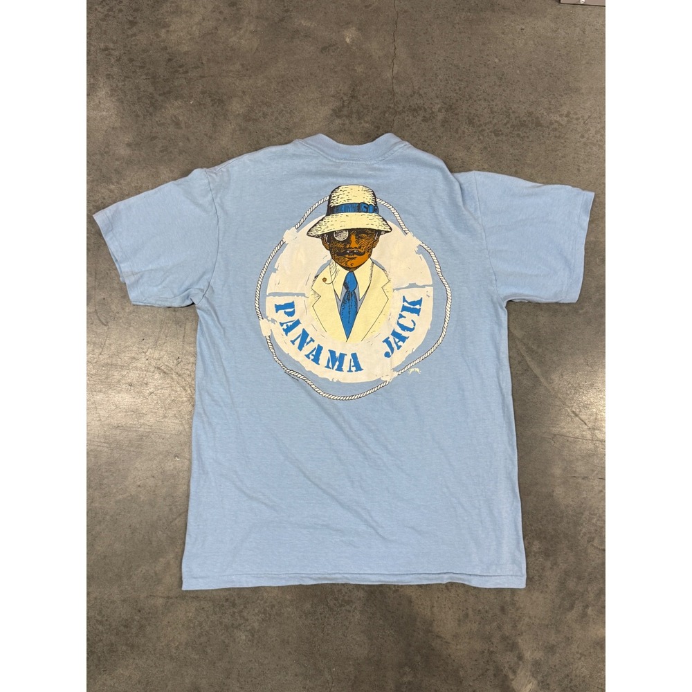 Vintage Panama Jack T Shirt Men Large Blue Stedman HiCru Single Stitch USA Made